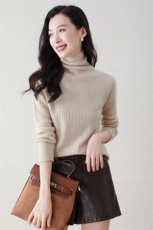 100%纯山羊绒秋冬新款套头纯色百搭款高领羊绒衫，女装羊绒衫，阿舍尔精品