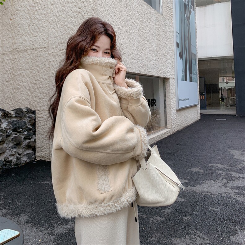 25新品冬季韩版简约皮毛一体6532-215-299,女装短外套,2C317
