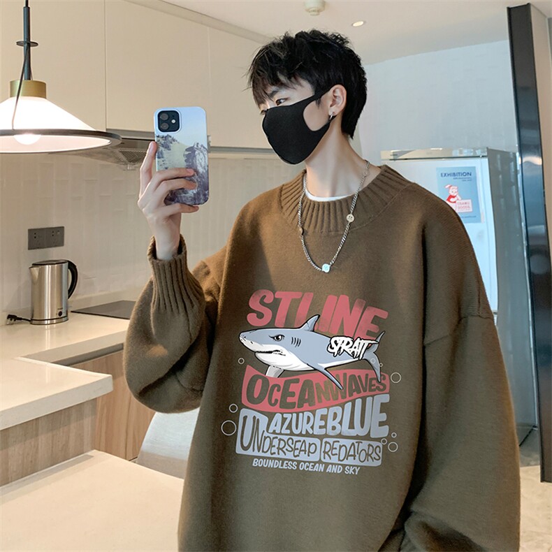 半高领毛衣男士大码针织衫男毛线衣男 M18331-P45 加绒款-P65图片