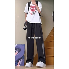 K366-P32美式条纹速干伞兵裤男夏季薄款撞色拼接阔腿裤，男装休闲裤，电商B323A