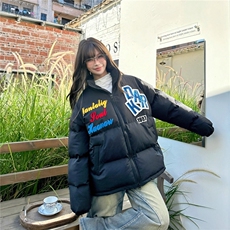 美式植绒刺绣棉服男女冬季加厚情侣保暖潮牌宽松面包服潮，男装棉衣，星座1210-1