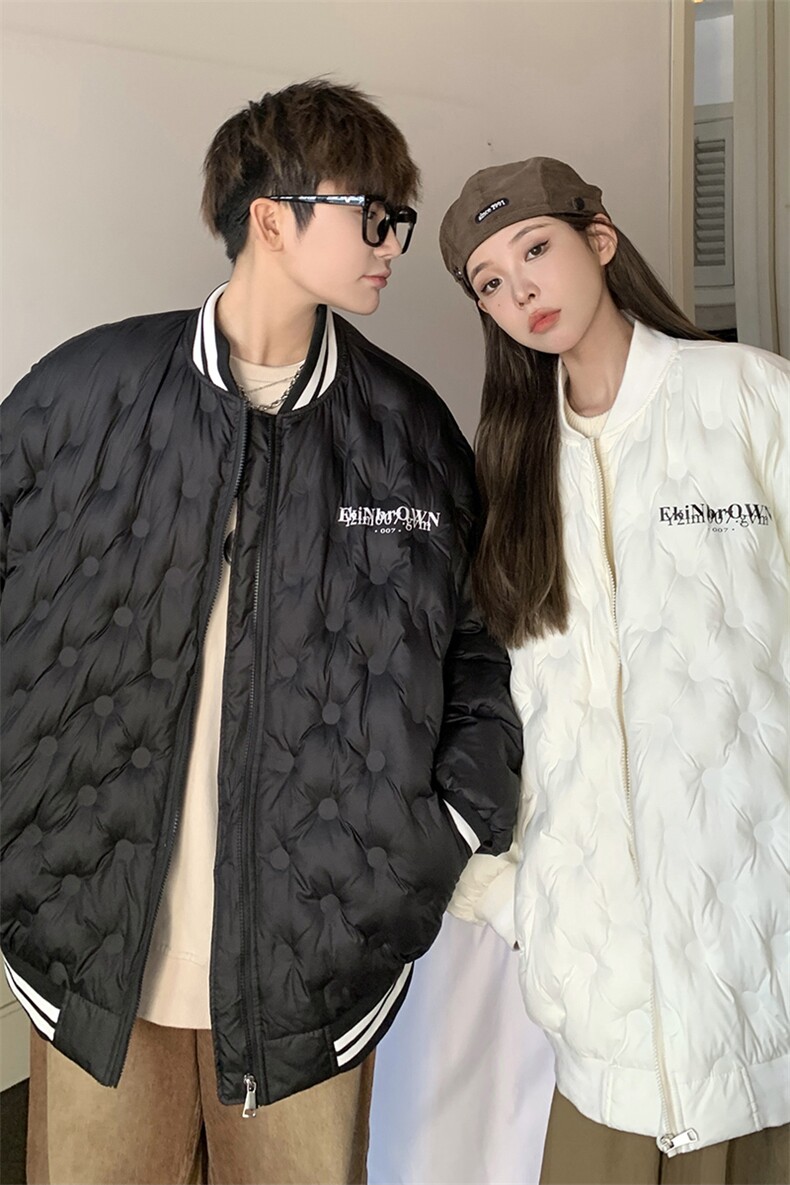 1港风情侣定制面料大码M-5XL保暖棒球领羽绒服外套8709P168控229,男装羽绒服,星座226-2