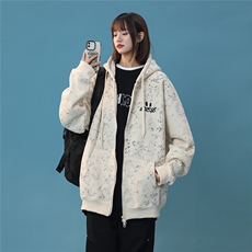 秋冬季刺绣开衫拉链卫衣CC11常规60加绒65，女装卫衣/绒衫，电商D309B