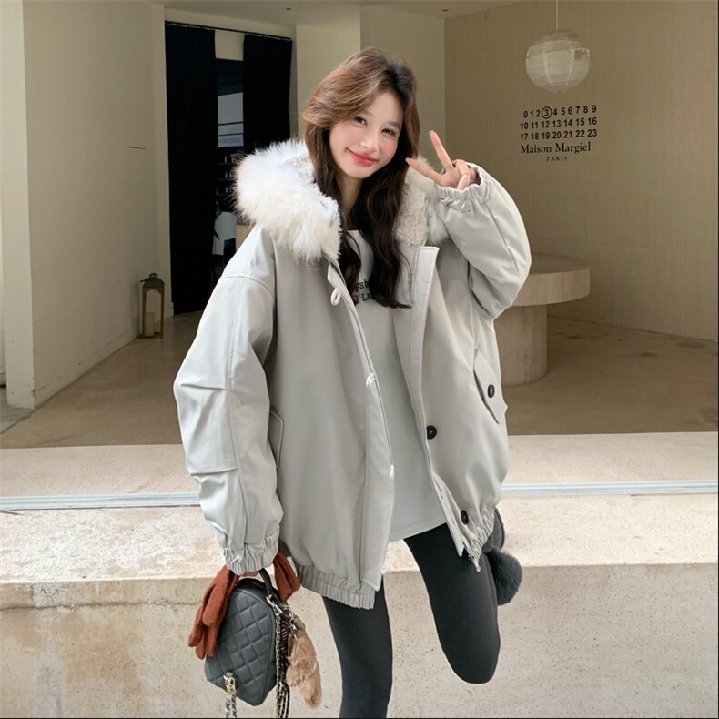 新款！赵露思同款真狐狸毛派克服工装外套2C133-6005-P275-K398,女装派克服,2C133