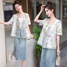 新中式国风欧根纱外套女2024夏季新款复古刺绣防晒衣改良汉服上衣，女装短外套，艾尚靓装