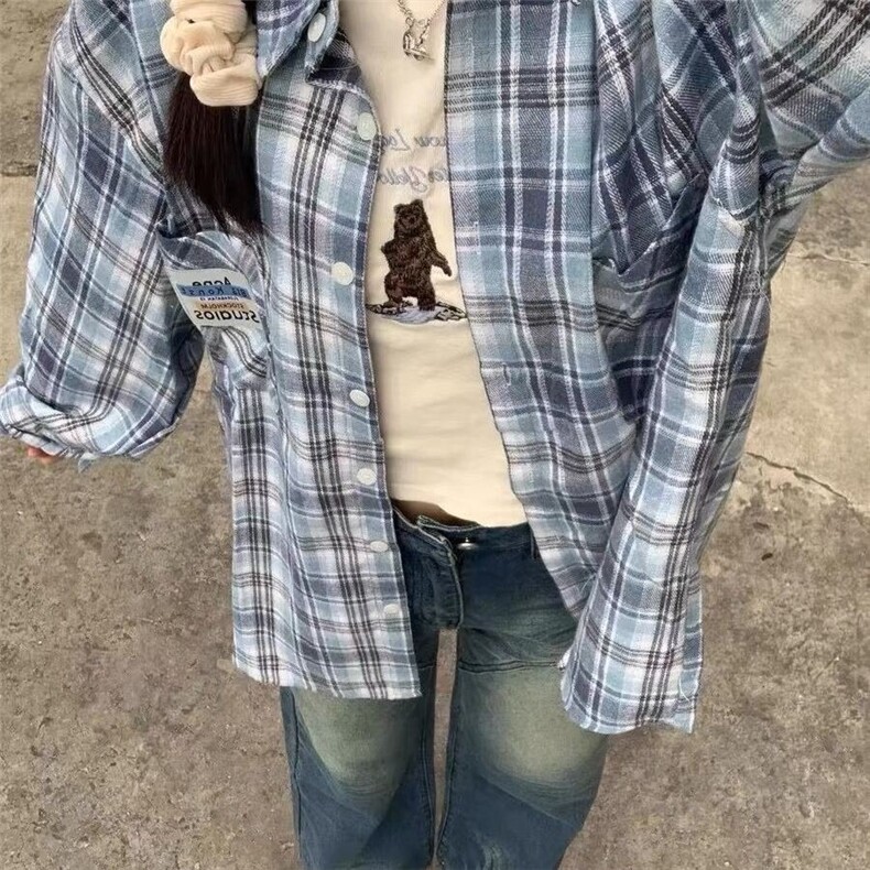 衬衣夏季百搭长袖韩系黄色格子衬衫格子休闲港味时尚,男装衬衫,星座1210-1