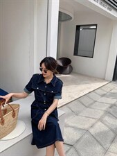 夏季薄款牛仔连衣裙，女装连衣裙，肆尔