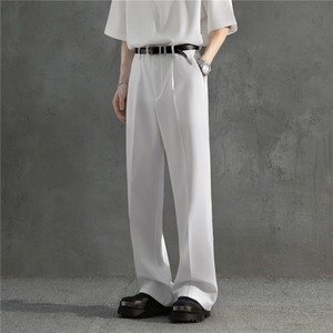 垂感小西裤男免烫阔腿宽松坠感直筒轻熟风微喇叭西装裤K6457-P46图片