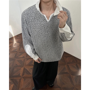 美式重磅雪尼尔长袖T恤男秋冬季打底衫polo衫加绒加厚卫衣外套男图片