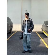 新款潮流时尚文艺百搭格子外套日系原宿ins流行简约气质慵懒，女装短外套，四季星座505