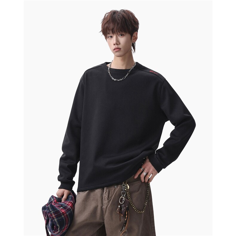 美式蜂窝红标限定基础打底衫休闲T恤刺绣圆领长袖D495特P25，男装T恤，电商A335-1（原A458）