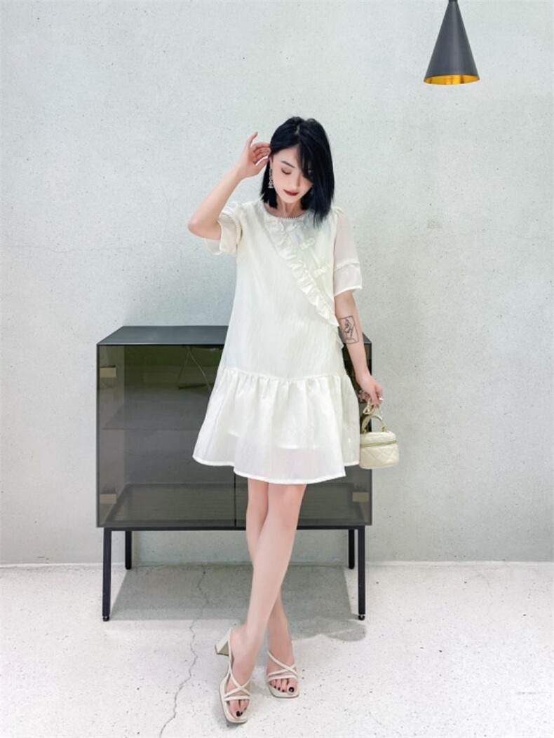 重工订珠盘扣连衣裙，女装连衣裙，天使公主