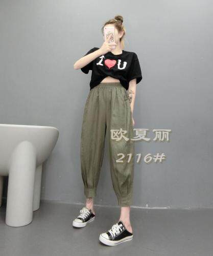 纯亚麻休闲裤，女装休闲裤，欧夏丽