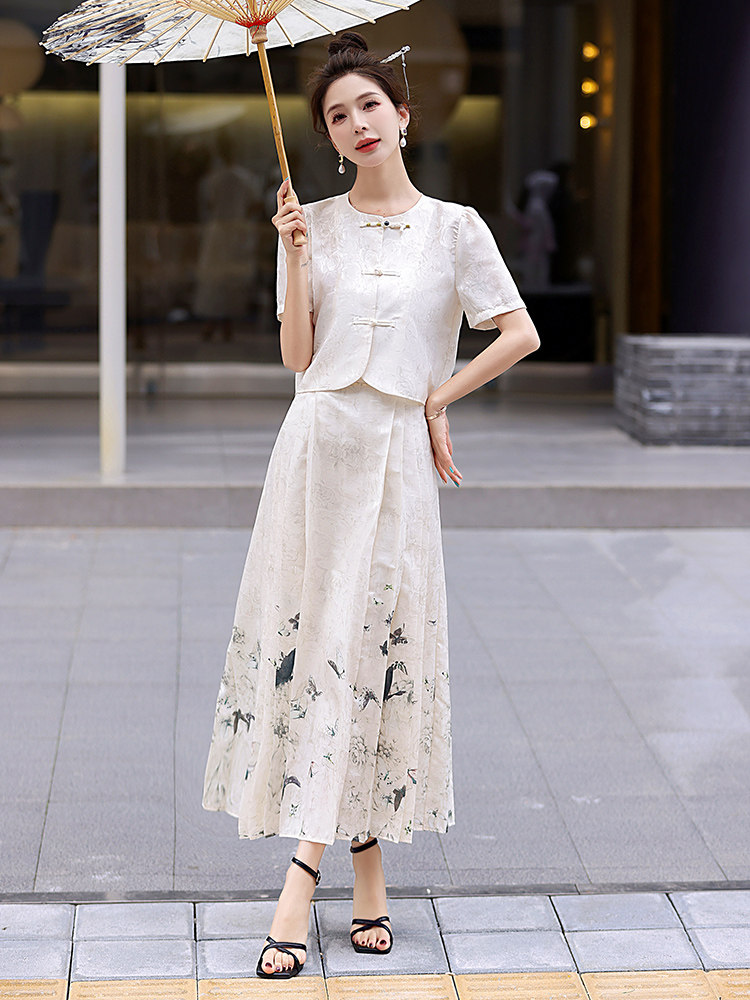 设计感时尚套装女2025夏季新款现货半身裙两件套,女装套装/套裙,美静678