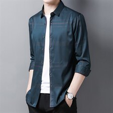 Z21018男式2023冬季新款长袖加绒衬衫修身免烫衬衣P70，男装衬衫，电商B360