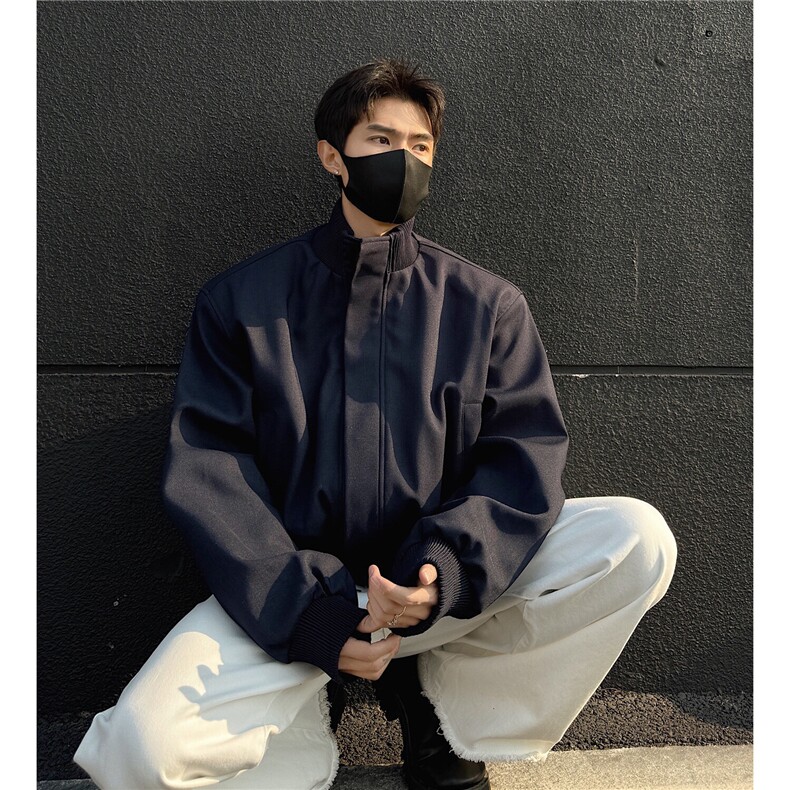 主推 美式高街立领棒球服飞行垫肩夹克短款外套男 D401 特P75图片