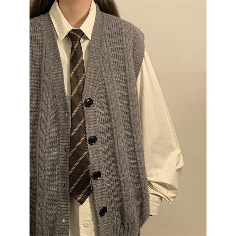 复古学院风青春百搭舒适文艺开衫毛衣休闲V领无袖针织衫HY599TP45，男装针织衫/毛衣，电商A102B