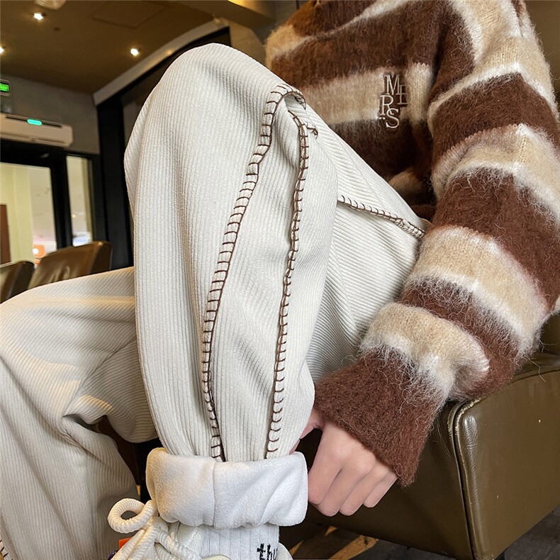 裤子男款秋冬季百搭宽松大码加绒加厚休闲长裤潮牌运动裤K300-P55，男装休闲裤，电商A020