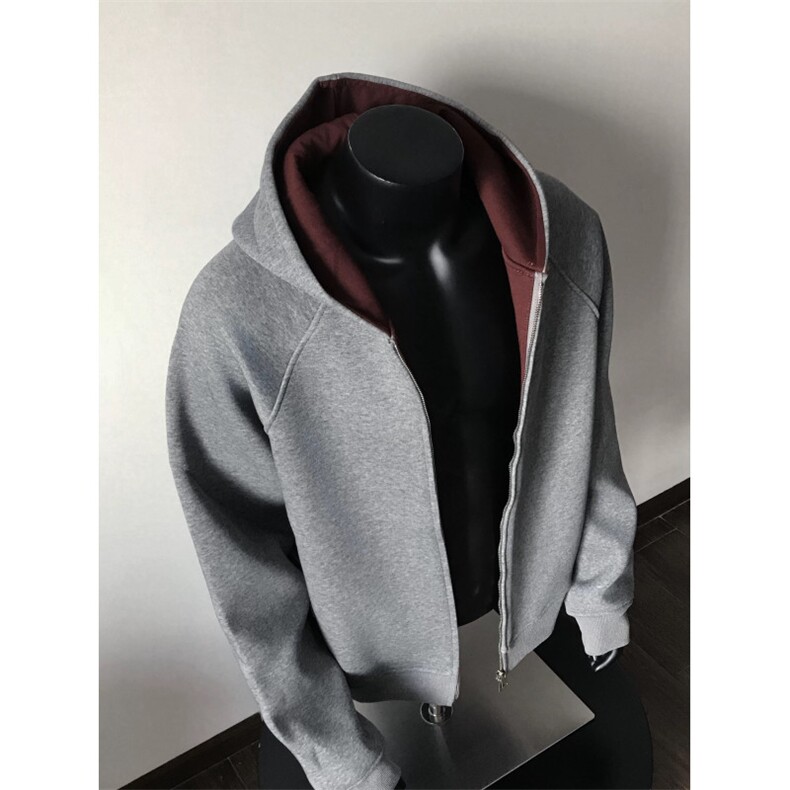 网图现货酒红配灰连帽开衫卫衣外套潮WT199-P63，女装短外套，电商C310