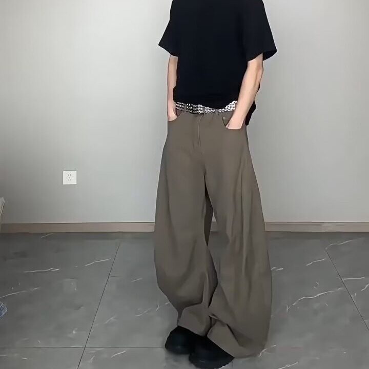 美式复古美拉德棕色弯刀牛仔裤男女直筒阔腿长裤K9004-P58网络图，女装牛仔裤，电商B245