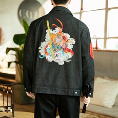 秋装大码风牛仔外套大圣夹克重工刺绣潮男女上衣JK19/P150，男装工装外套，钱塘713