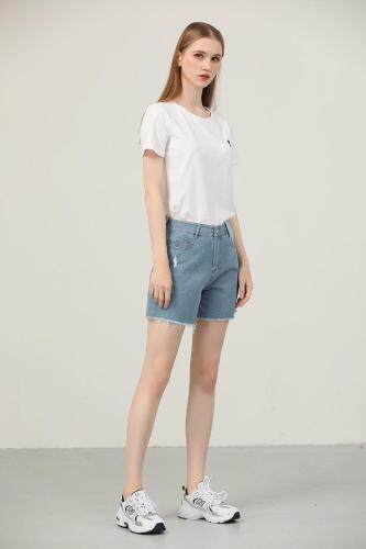 套装T恤牛仔短裤，女装职业装，哈真