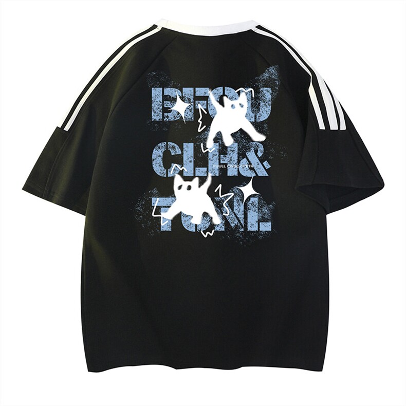 可48小时发货支持抖音得物来样二开重磅美式高街纯棉织带短袖T恤，男装T恤，电商A486