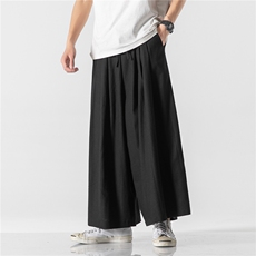 夏季大码风棉麻亚麻直筒阔腿裤中性汉服宽松休闲K145/P75，男装民族服装，电商A221A