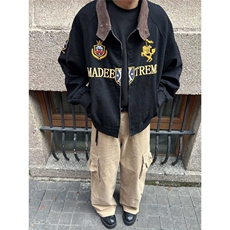 美式高级感秋冬季新款外套男底特律工装刺绣翻领夹克潮牌JK210，男装夹克，星座516A