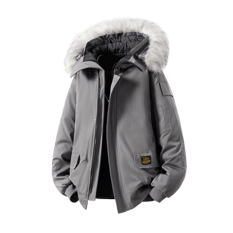 白底连帽可脱卸毛领工装大码S-5XL潮流棉衣男MY77917P138控198，男装棉衣，星座227-7