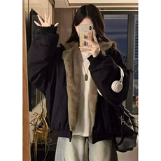 男女款秋冬季小众座山雕毛绒连帽卫衣双面穿外套情侣棉服MW872，男装棉衣，星座1116A（原606A-3）