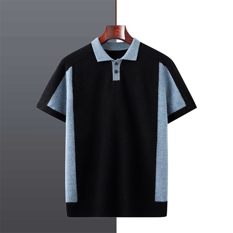 2025年秋季新款百搭男士拼色polo领短袖，男装羊毛衫，牧绒家园高端店