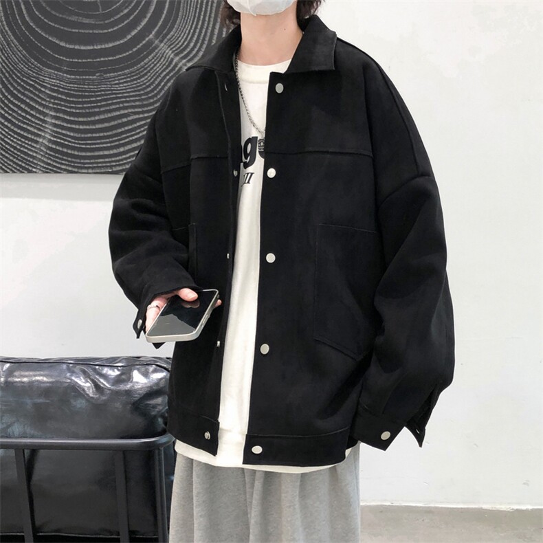 现货-设计感时尚鹿皮绒外套男宽松休闲呢子夹克A351-A130-P125,男装夹克,电商A351