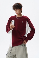 6XL-M美式潮牌印花长袖t恤男拼接撞色卫衣男上衣服CX3009-特P48，男装T恤，电商D206-1