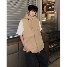 8XL-M四季工装外套街头机能口袋连帽防水无袖马甲坎肩JK1316P78，男装夹克，电商D206-1
