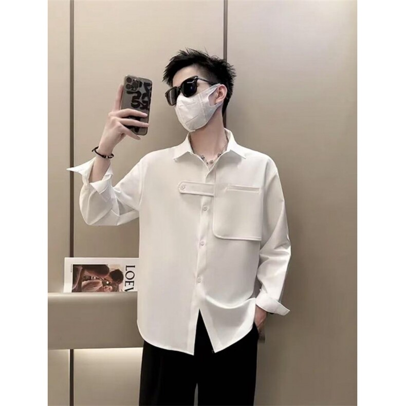 网图慎用 B216 CS363 P55 2025秋冬装新款男士新中式长袖衬衫图片