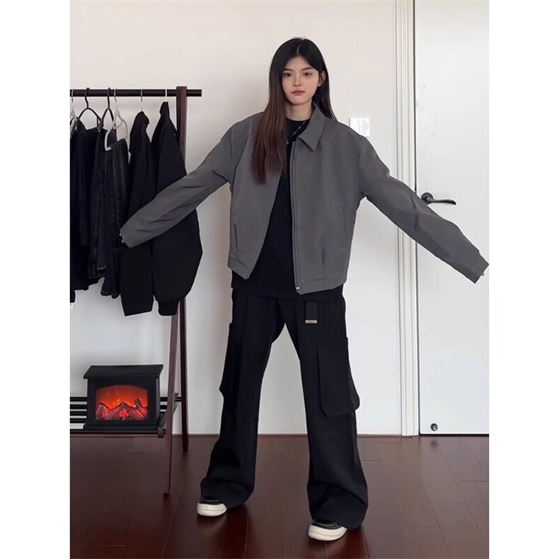 美式复古垫肩西装外套男款春秋季棒球服cleanfit短款行政夹克外套,男装夹克,星座908-1