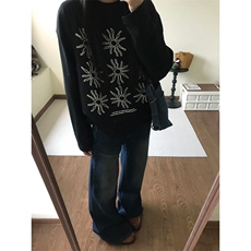 网图现货太阳花圆领长袖T恤打底衫男女可穿CT812-P29，男装T恤，电商C310