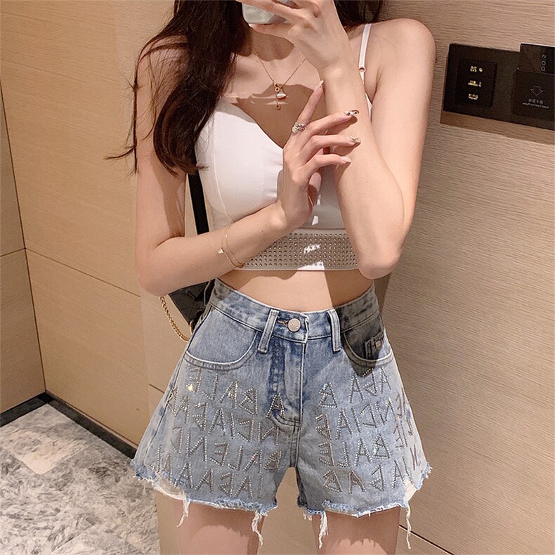 20新款夏季女装短裤潮韩版宽松显瘦烫钻女装热裤xz905-1-511,女装牛仔裤,星座905-1