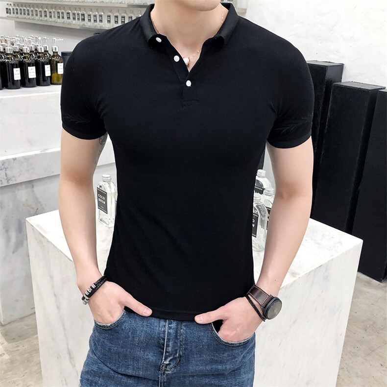 Polo衫长袖套头其他圆领2021年春季时尚潮流修身条纹短袖,男装Polo衫,电商C301