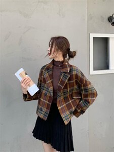 【现货】短款格子外套图片
