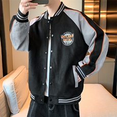 麂皮绒棒球服男士春秋飞行员夹克ins刺绣美式外套男上衣JK036-P93，男装夹克，星座308B-2