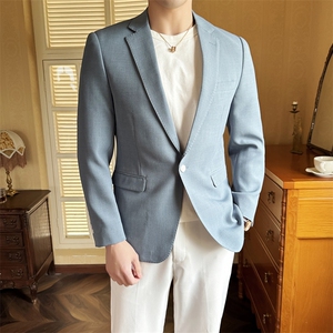 26做货-半里布男士休闲西装修身韩版西服外套上衣DX6946P175图片