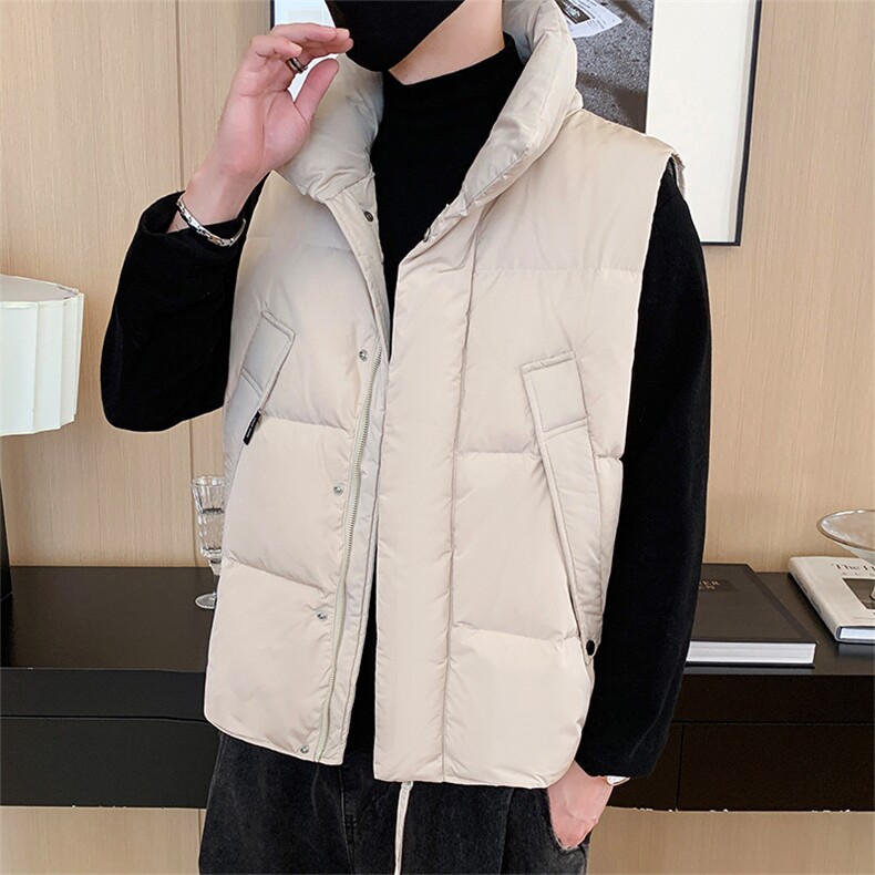 轻熟风休闲无袖白鸭绒男外套2024冬季新款时尚简约立领羽绒服马甲,男装背心/马甲,电商A409-1