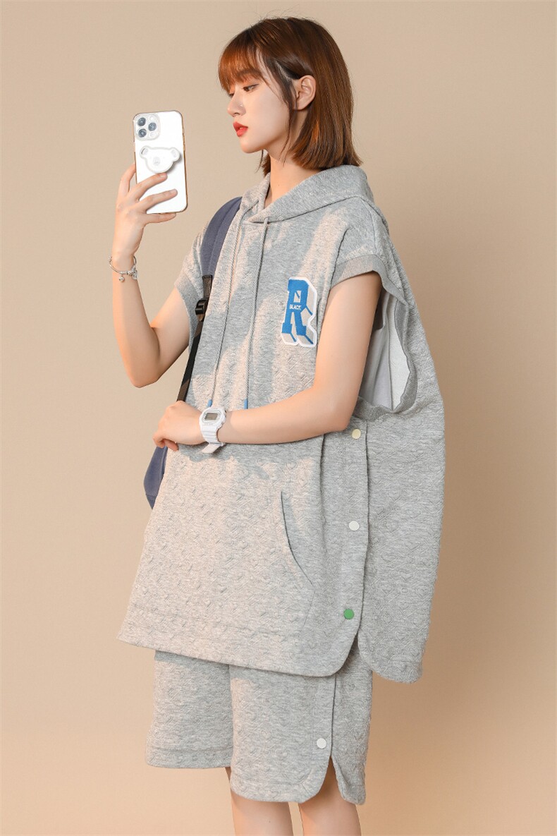 夏款休闲T恤中性风套装提花背心短裤两件套男女8028-P90控价118,男装背心/马甲,电商A441-1