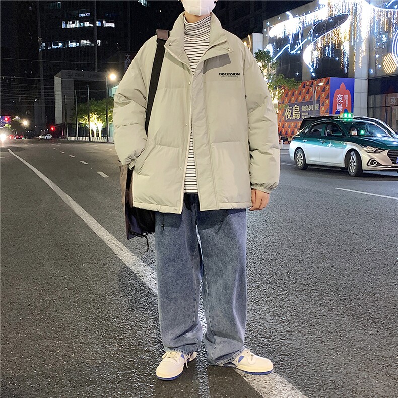 港风夜景时尚字母印花面包服白鸭绒羽绒服A247-YR193P195控258,男装羽绒服,电商A247