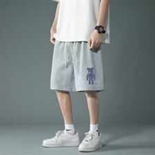 HD74242-P22华夫格短裤男大码宽松五分裤男直筒中裤，男装休闲裤，电商A040