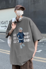 B239-1088-P25立体小男孩人物印花夏季重磅落肩袖短袖T恤美式，男装T恤，星座514-2(原B239)