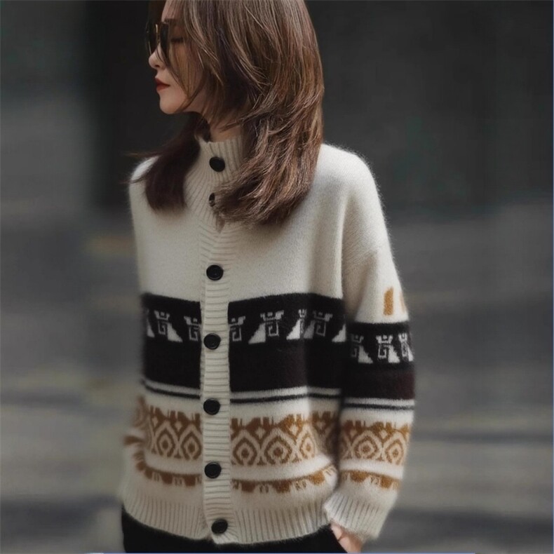 2025年秋季时尚百搭通勤简约休闲开衫，女装针织衫/毛衣，胜智羊绒