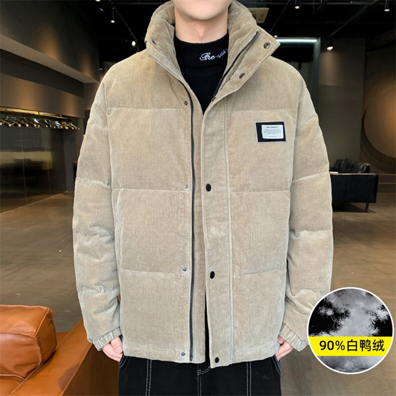 90%白鸭绒以M-8XL灯芯绒休闲宽松大码男士羽绒服XZ109-P175,男装羽绒服,星座109